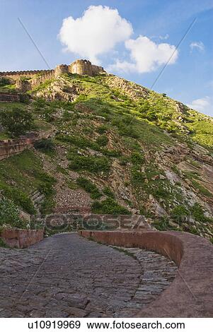 Stock Photo - Low angle view of a fort on the hill, Nahargarh Fort, Jaipur, Rajasthan, India. Fotosearch