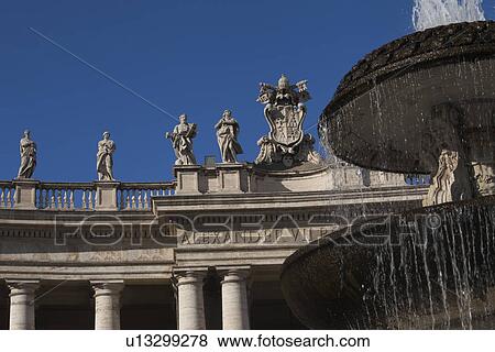 Low angle view of a fountain at St. Peters Square, Vatican City View Large Photo Image Stock Photo - Low angle view of a fountain at St. Peters Square, Vatican City. Fotosearch