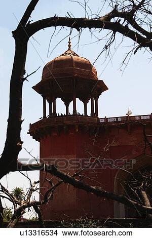Picture - Low angle view of a mausoleum, Tomb Of Akbar The Great, Sikandra, Agra, Uttar Pradesh, India. Fotosearch