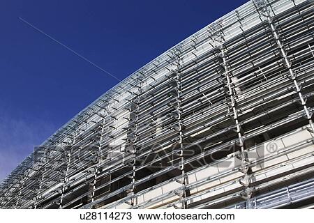 Stock Image - Low angle view of a stadium, Aviva Stadium, Dublin, Republic of Ireland. Fotosearch