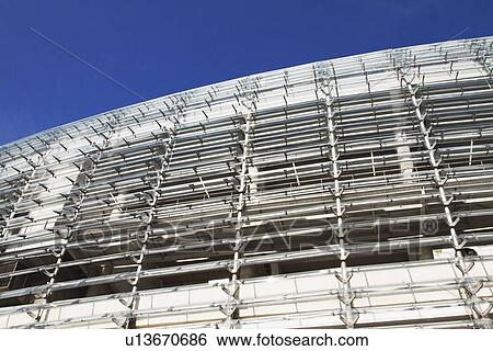 Stock Photograph - Low angle view of a stadium, Aviva Stadium, Dublin, Republic of Ireland. Fotosearch