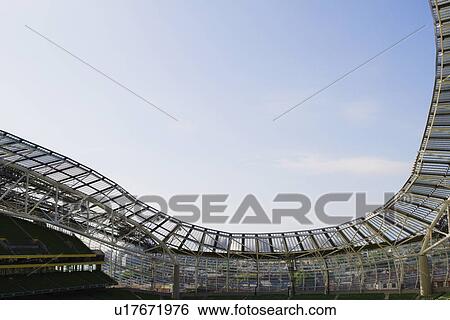 Stock Photograph - Low angle view of a stadium, Aviva Stadium, Dublin, Republic of Ireland. Fotosearch