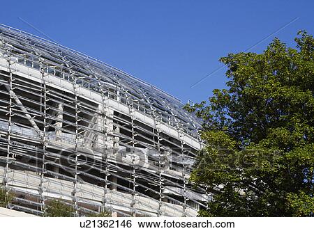 Stock Photograph - Low angle view of a stadium, Aviva Stadium, Dublin, Republic of Ireland. Fotosearch