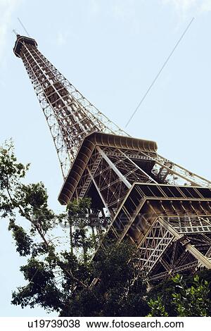 Stock Photo - Low angle view of a tower, Eiffel Tower, Paris, France. Fotosearch