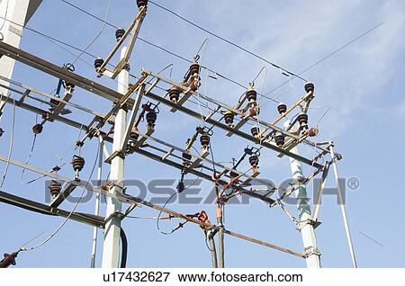 Low angle view of an electricity pylon, Tirupati, Andhra Pradesh, India View Large Photo Image Stock Photo - Low angle view of an electricity pylon, Tirupati, Andhra Pradesh, India. Fotosearch