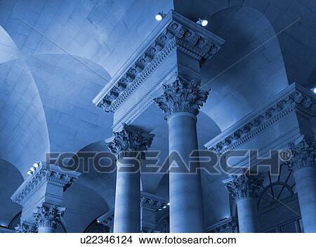 Picture - Low angle view of columns in a museum, Musee du Louvre, Paris, France. Fotosearch
