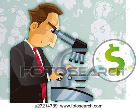 Stock Photo - Man examining through a microscope. Fotosearch