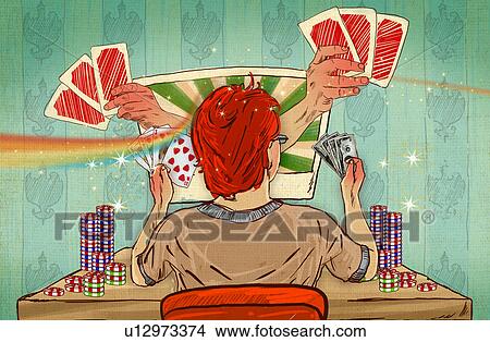 Picture - Man playing online poker. Fotosearch