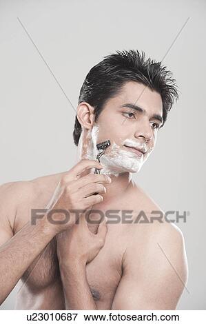 Man shaving View Large Photo Image Stock Photo - Man shaving. Fotosearch