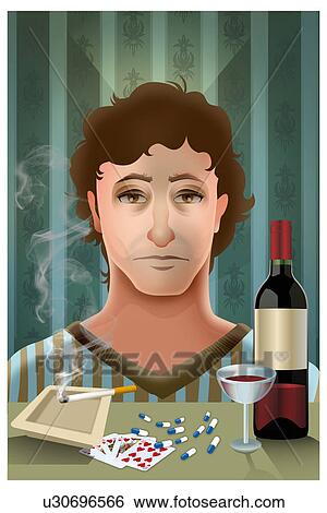 Man with multiple vices View Large Photo Image Stock Photograph - Man with multiple vices. Fotosearch