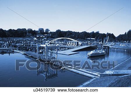 Stock Photo - Miniature harbor in a miniature city, Madurodam, Scheveningen, The Hague, Netherlands. Fotosearch