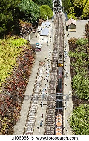 Stock Photography - Miniature railroad station in a miniature city, Madurodam, Scheveningen, The Hague, Netherlands. Fotosearch