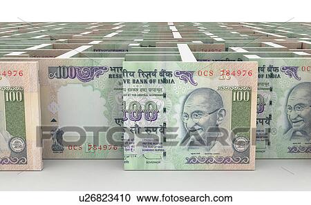 Stock Image - Money maze of Indian one hundred rupee notes. Fotosearch