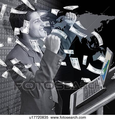 Money shower on a businessman View Large Photo Image Stock Photography - Money shower on a businessman. Fotosearch
