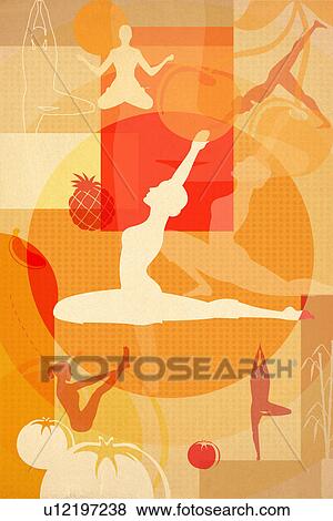 Montage illustration of yoga postures View Large Photo Image Stock Photo - Montage illustration of yoga postures. Fotosearch