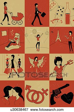 Montage illustration showing different women role and relationships View Large Photo Image Stock Photo - Montage illustration showing different women role and relationships. Fotosearch