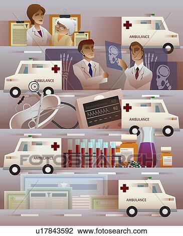 Montage of Ambulance and hospital View Large Photo Image Stock Image - Montage of Ambulance and hospital. Fotosearch