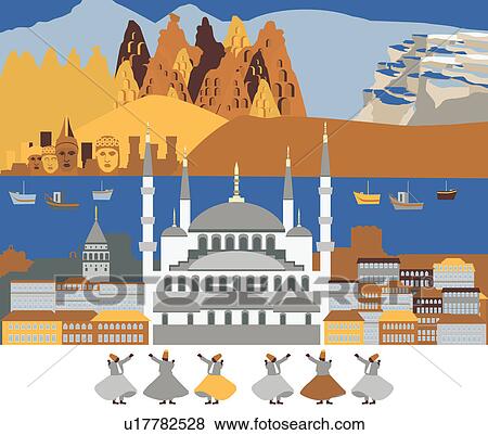 Montage of the tourist attractions of Turkey and traditional Sufi dance, Turkey View Large Photo Image Stock Photo - Montage of the tourist attractions of Turkey and traditional Sufi dance, Turkey. Fotosearch