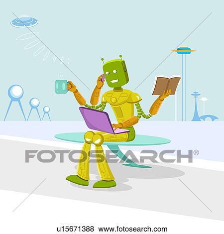 Multi-armed robot performing multiple tasks View Large Photo Image Stock Photo - Multi-armed robot performing multiple tasks. Fotosearch