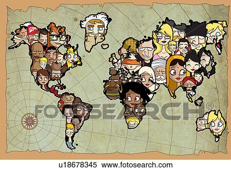 Stock Photography - Multi-ethnic people of the world connecting with a globe. Fotosearch