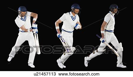 Stock Image - Multiple images of a cricket batsman. Fotosearch
