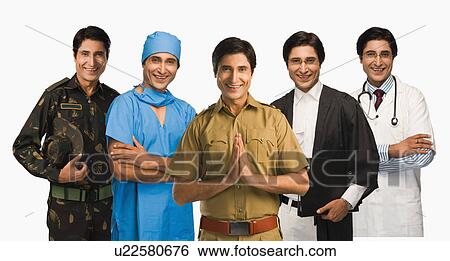 Multiple images of a man in different occupations uniforms View Large Photo Image Stock Photograph - Multiple images of a man in different occupations uniforms. Fotosearch