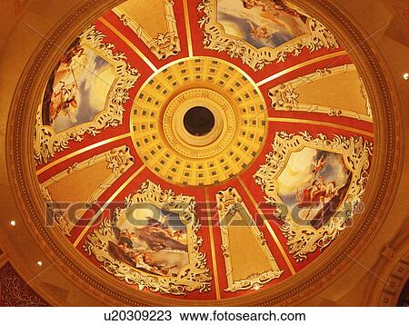 Stock Image - Mural on the ceiling of a hotel, The Venetian Macao, Macao, China. Fotosearch
