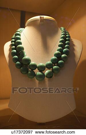 Necklace on display in a jewelry store, New Delhi, India View Large Photo Image Stock Photo - Necklace on display in a jewelry store, New Delhi, India. Fotosearch
