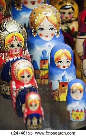 Stock Photography - Nesting dolls at a souvenir shop, Cesky Krumlov, South Bohemian Region, Czech Republic. Fotosearch