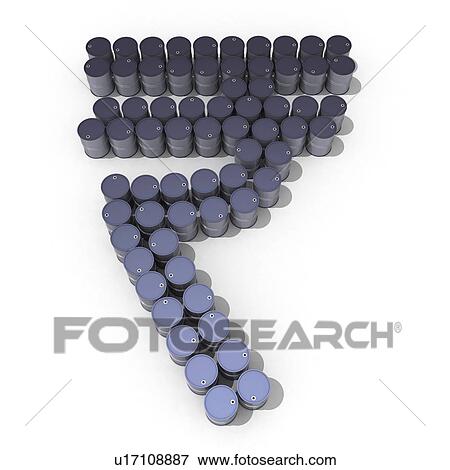 Oil drums in form of Indian rupee symbol View Large Photo Image Stock Photo - Oil drums in form of Indian rupee symbol. Fotosearch
