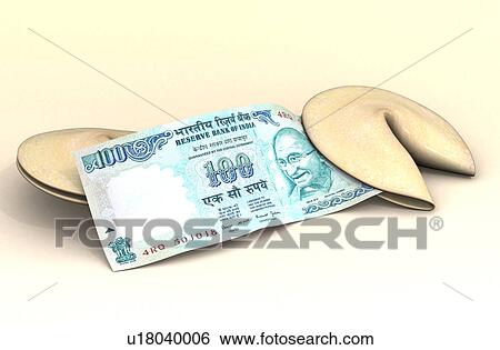 One hundred rupee note with fortune cookies View Large Photo Image Stock Photograph - One hundred rupee note with fortune cookies. Fotosearch