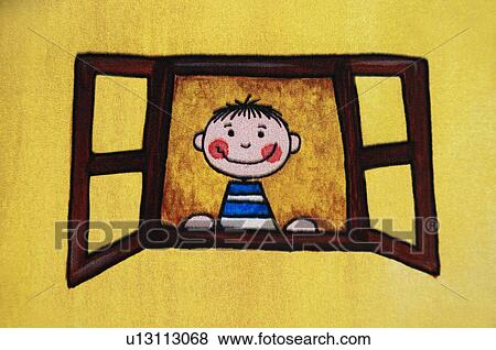Paintings of a boy on the model home, Cesky Krumlov, South Bohemian Region, Czech Republic View Large Photo Image Stock Photo - Paintings of a boy on the model home, Cesky Krumlov, South Bohemian Region, Czech Republic. Fotosearch