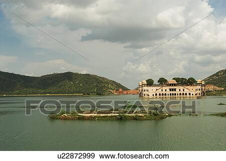 Stock Photo - Palace at the waterfront, Jal Mahal, Man Sagar Lake, Jaipur, Rajasthan, India. Fotosearch