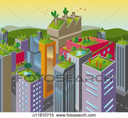 Stock Photography - Parks on the roof of skyscrapers. Fotosearch
