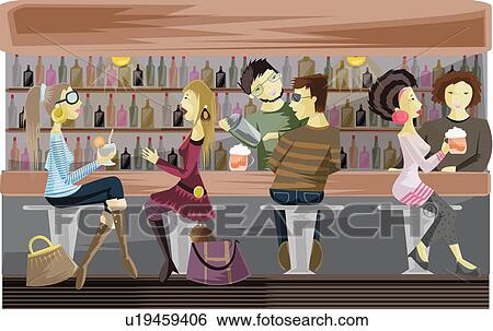 Stock Photograph - People at a bar counter. Fotosearch