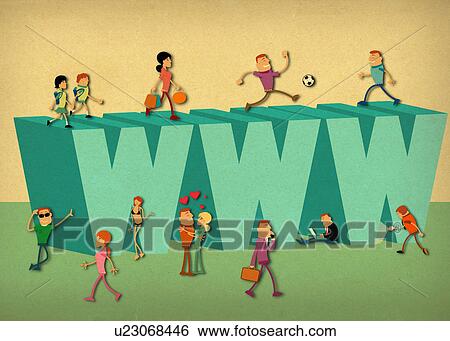 Stock Photograph - People connected with world wide web. Fotosearch