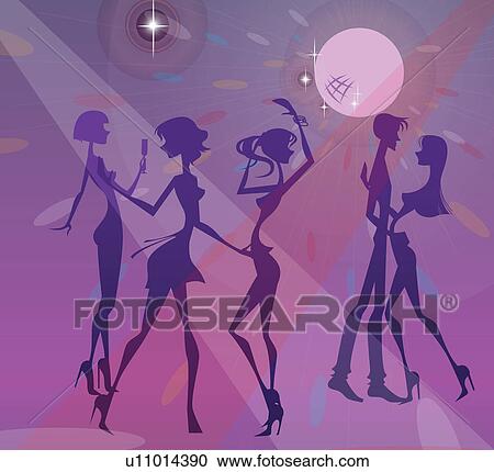 Stock Image - People dancing in a nightclub. Fotosearch
