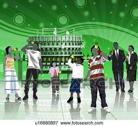 People drinking soft drinks in a bottling plant View Large Photo Image Stock Photo - People drinking soft drinks in a bottling plant. Fotosearch