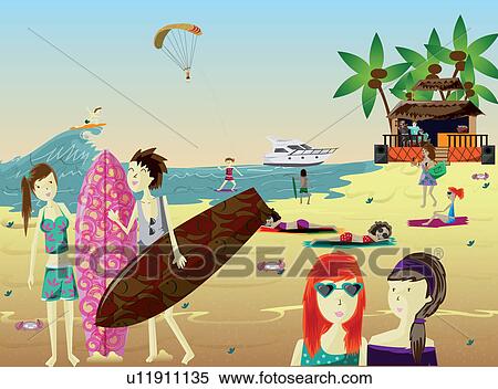 Stock Photography - People on the beach. Fotosearch