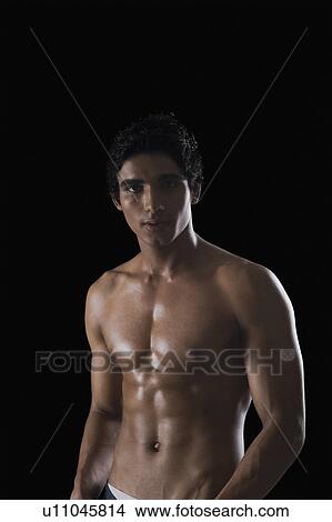 Portrait of a bare chested man View Large Photo Image Picture - Portrait of a bare chested man. Fotosearch