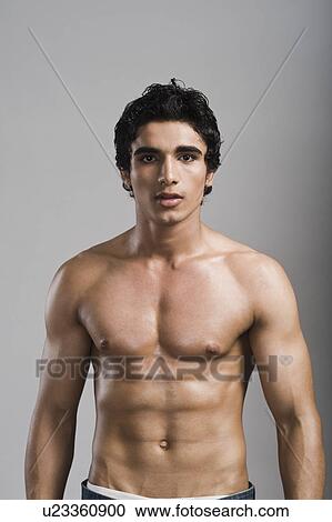 Portrait of a bare chested man View Large Photo Image Stock Image - Portrait of a bare chested man. Fotosearch