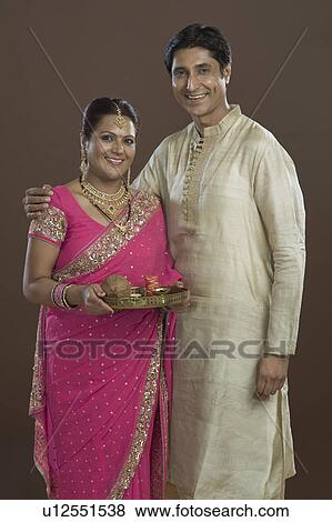 Stock Photo - Portrait of a couple in traditional clothing. Fotosearch
