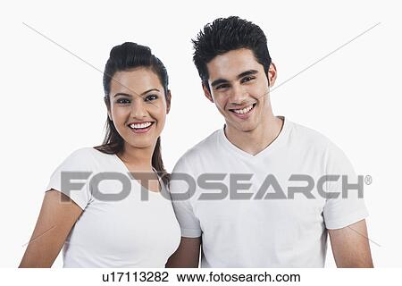 Stock Image - Portrait of a couple smiling. Fotosearch