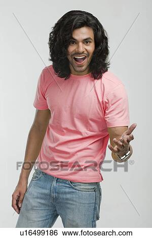 Stock Photograph - Portrait of a man gesturing. Fotosearch