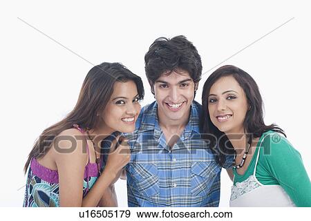 Portrait of friends smiling View Large Photo Image Stock Photo - Portrait of friends smiling. Fotosearch