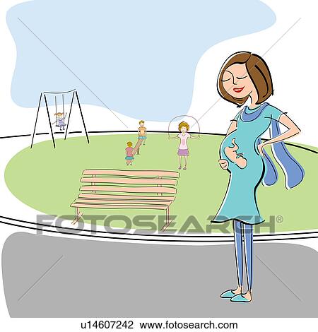 Pregnant woman walking in a park View Large Photo Image Stock Image - Pregnant woman walking in a park. Fotosearch