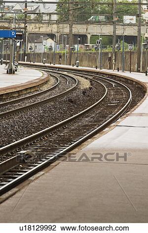 Railway platform and tracks, Paris, France View Large Photo Image Stock Image - Railway platform and tracks, Paris, France. Fotosearch