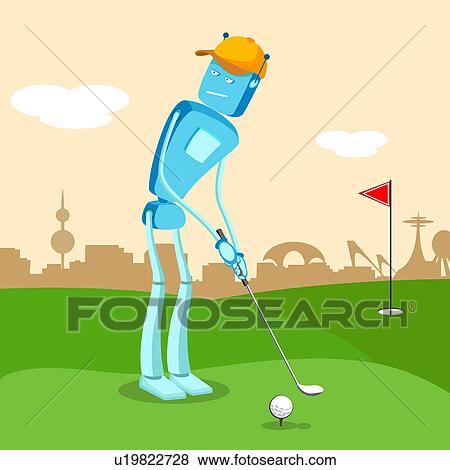 Robot playing golf View Large Photo Image Stock Photo - Robot playing golf. Fotosearch