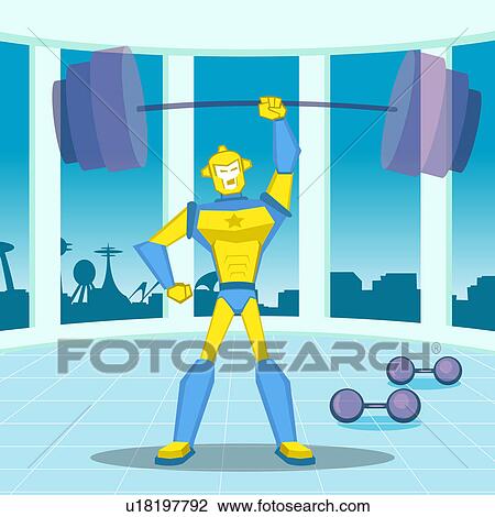 Robot weightlifting View Large Photo Image Stock Image - Robot weightlifting. Fotosearch