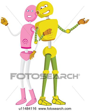 Stock Photograph - Robotic couple romancing. Fotosearch
